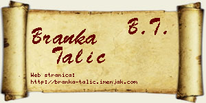 Branka Talić vizit kartica